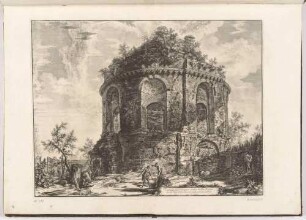 Veduta del Tempio, detto della Tosse su la Via Tiburtina, un miglio vicino a Tivoli (Ansicht des sog. Tempio della Tosse an der Via Tiburtina in Tivoli), aus der Folge "Vedute di Roma"
