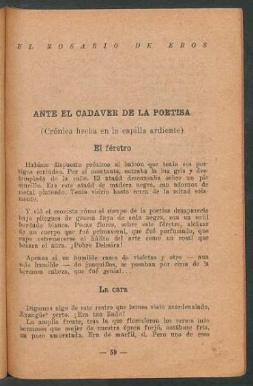 Ante el cadáver de la poetisa : (Crónica hecha en la capilla ardiente)