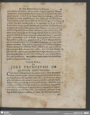 Cap. IV. & Ult. De Jure Principiis In Quaestum Meretricium