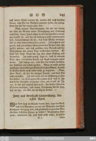 Zwey und dreyßigste Unterredung, den 23sten April.