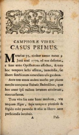 Nosocomii Civici Pazmanniani Annus Medicus Tertius Sive Observationum Circa Morbos Acutos Et Chronicos ... Factarum Pars ..., 3. Henrici Josephi Collin ... Camphorae Vires Sive Observationvm Circa Morbos Acvtos Et Chronicos Factarvm. Pars Tertia