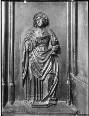 Baden-Baden Spitalkirche Kanzel Korb Johannes Figur (Anfang 16. Jahrhundert)