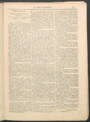 Lingüística Peruana. Lexicología Keshua. (Continuación). : Uirakocha. (A la Sociedad de Arqueología y Lingüística cuzqueña).