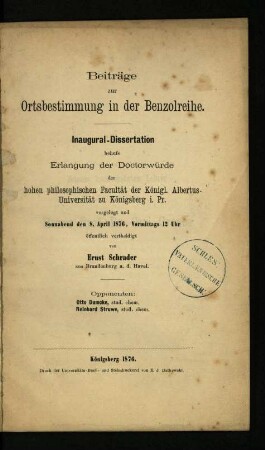 Beiträge zur Ortsbestimmung in der Benzolreihe