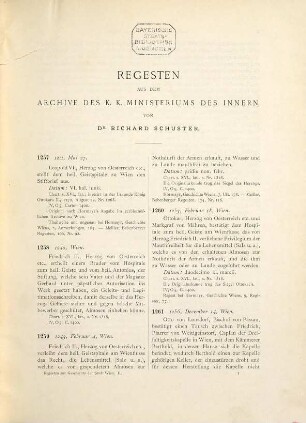 Quellen zur Geschichte der Stadt Wien, Abth. 1, Regesten aus in- und ausländischen Archiven mit Ausnahme des Archives der Stadt Wien, Bd. 2