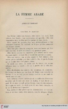 5.1887 = Année 6: La femme arabe, [2] : après le mariage