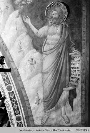 Kapellenausmalung : Stifterbild und Heilige der Eingangswand : Johannes der Täufer