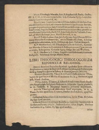 Libri Theologici Theologorum Reformatae Religionis.