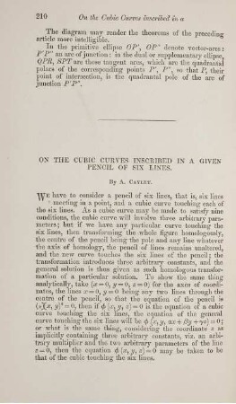 On the cubic curves inscribed in a given pencil of six lines.