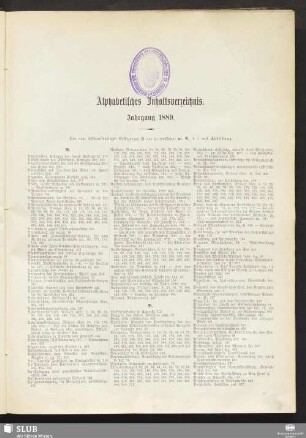 Alphabetisches Inhaltsverzeichnis