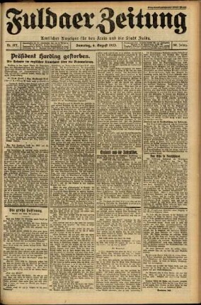 Ausgabe vom Samstag, den 04. August 1923.