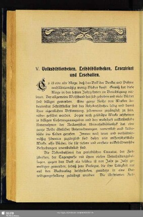 V. Volksbibliotheken, Leihbibliotheken, Lesezirkel und Lesehallen