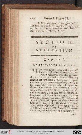 Sectio III: De nexu entium