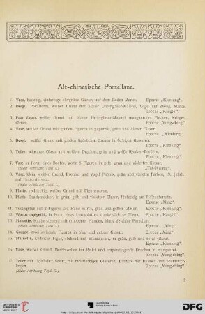 Alt-chinesische Porzellane (Nr. 1-144)