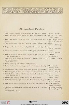 Alt-chinesische Porzellane (Nr. 1-144)