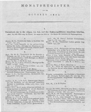Monatsregister vom October 1824
