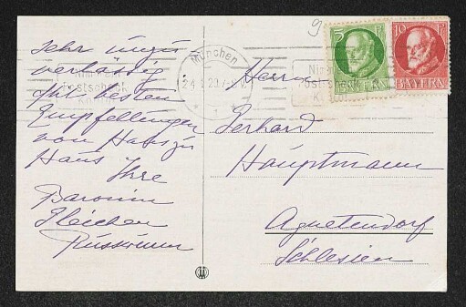 Brief von Alexander von Gleichen-Rußwurm an Gerhart Hauptmann