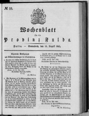 Nr. 33, Ausgabe vom 16. August 1845