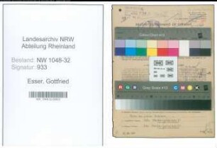 Entnazifizierung Gottfried Esser , geb. 14.10.1899 (Weichenwaerter)