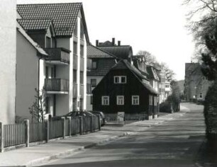 Neustadt in Sachsen, Goethestraße 8. Dammhäusel. Blick von der Johann-Sebastian-Bach-Straße nach Südosten
