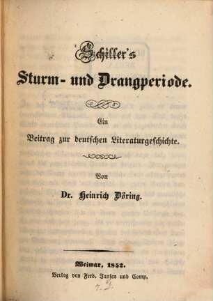 Schiller's Sturm- u. Drangperiode