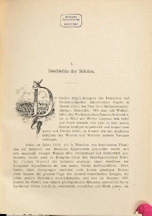 Festschrift zur Feier des fünfundzwanzigjährigen Bestehens der Sektion Allgäu-Kempten des Deutschen und Österreichischen Alpenvereins 1871 - 1896