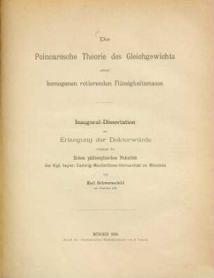 Die Poincarésche Theorie des Gleichgewichts einer homogenen rotierenden Flüssigkeitsmasse