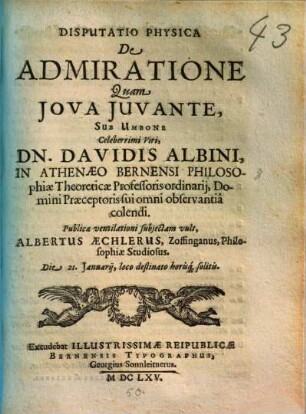 Disp. phys. de admiratione
