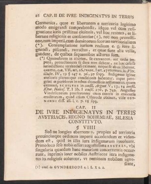Cap. II De Iure Indigenatus In Terris Austriacis, Regno Bohemiae, Silesia Constituto.