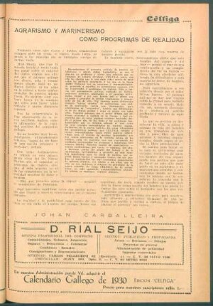 Agrarismo y marinerismo como programas de realidad