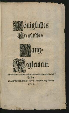 Königliches Preußisches Rang-Reglement