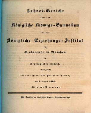 Jahresbericht .... 1860/61