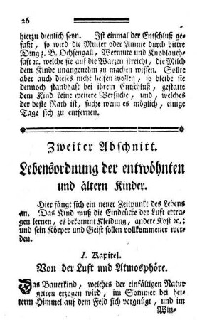 Zweiter Abschnitt. Lebensordnung der entwöhnten und ältern Kinder.