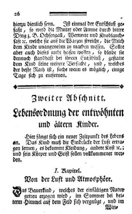 Zweiter Abschnitt. Lebensordnung der entwöhnten und ältern Kinder.