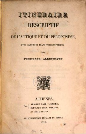 Itineraire descriptif de l'Attique et du Pélopenèse
