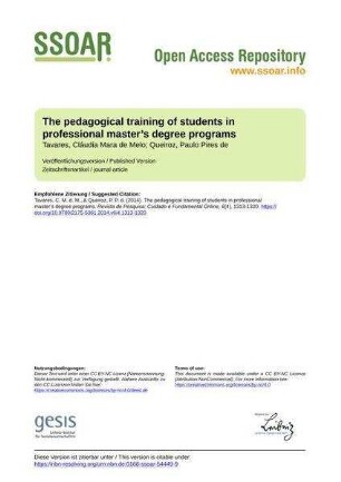 The pedagogical training of students in professional master’s degree programs