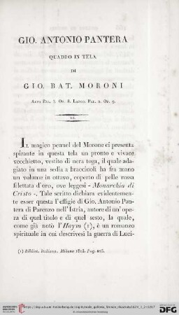 Gio. Antonio Pantera quadro in tela di Gio. Bat. Moroni