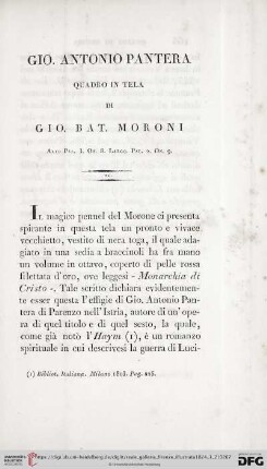 Gio. Antonio Pantera quadro in tela di Gio. Bat. Moroni