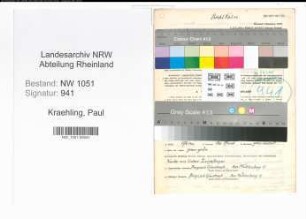 Entnazifizierung Paul Kraehling , geb. 20.12.1885 (Ingenieur)