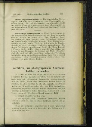 Verfahren, um photographische Abdrücke haltbar zu machen