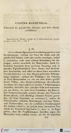 Vierter Haupttheil: Uebersicht der griechischen Colonien und ihrer Staatsverhältnisse