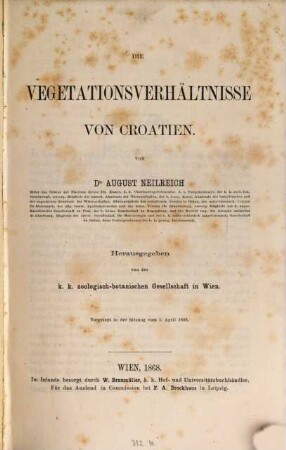 Die Vegetationsverhältnisse von Croatien