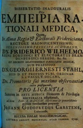 Diss. inaug. de empeiria rationali medica
