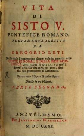 Vita Di Sisto V. Pontefice Romano, 2