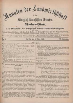 No. 10. Berlin, den 6. März 1867. VII. Jahrgang.