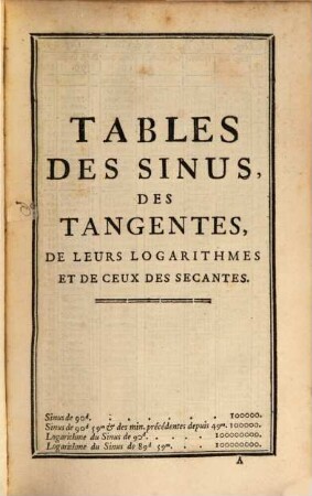 Tables Des Sinus, Tangentes, Secantes Et De Leurs Logarithmes : Avec La Construction De Ces Tables, Et les Problêmes de la Trigonométrie Rectiligne et Spherique