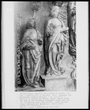 Seitenaltar mit Madonna und Wurzel Jesse, Detail: Johannes und Heilige Katharina