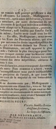Copie de la Lettre adressée au Congrès à Bruxelles