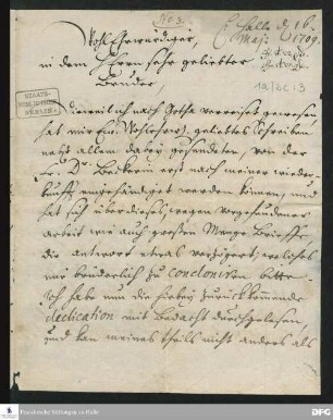 Brief von August Hermann Francke an Ernst Christian Philippi.