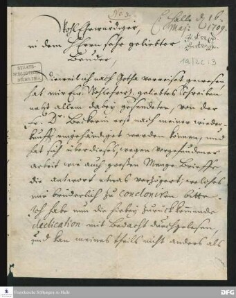 Brief von August Hermann Francke an Ernst Christian Philippi.